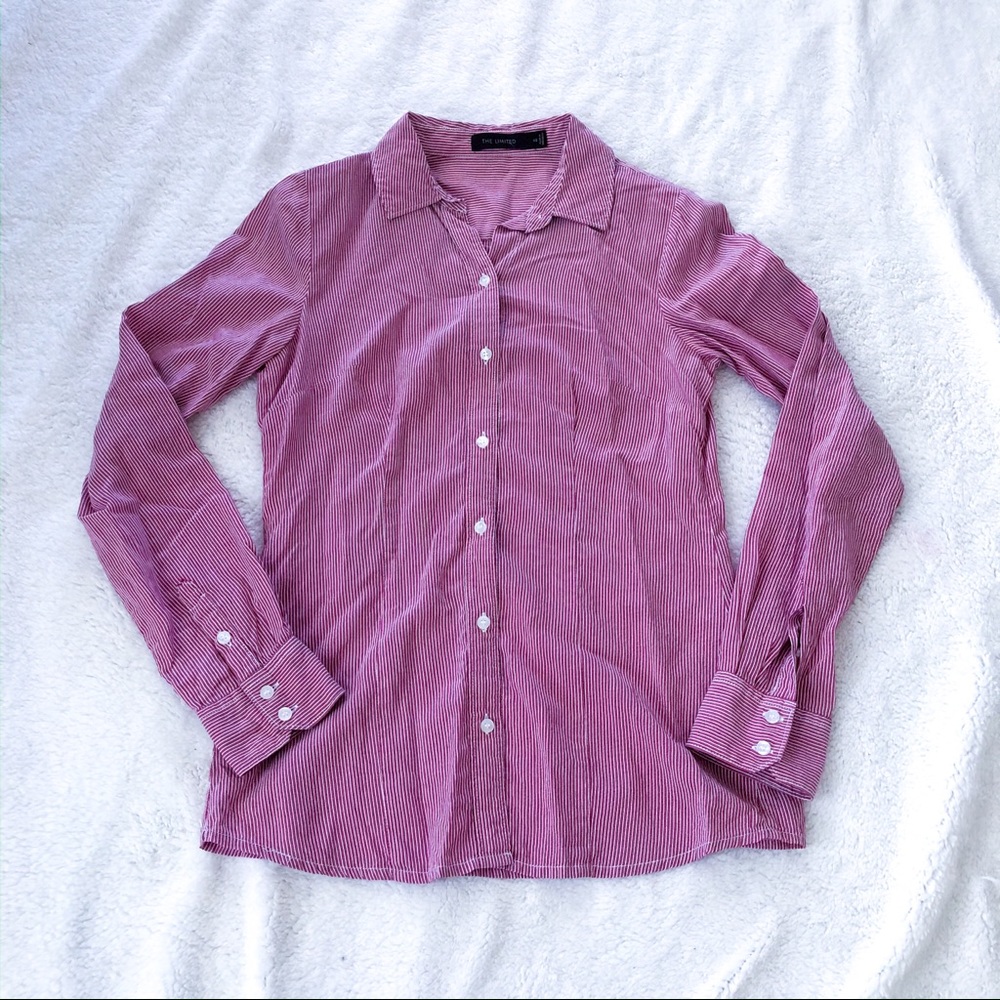 The Limited Button Down Red White Vertical Stripe